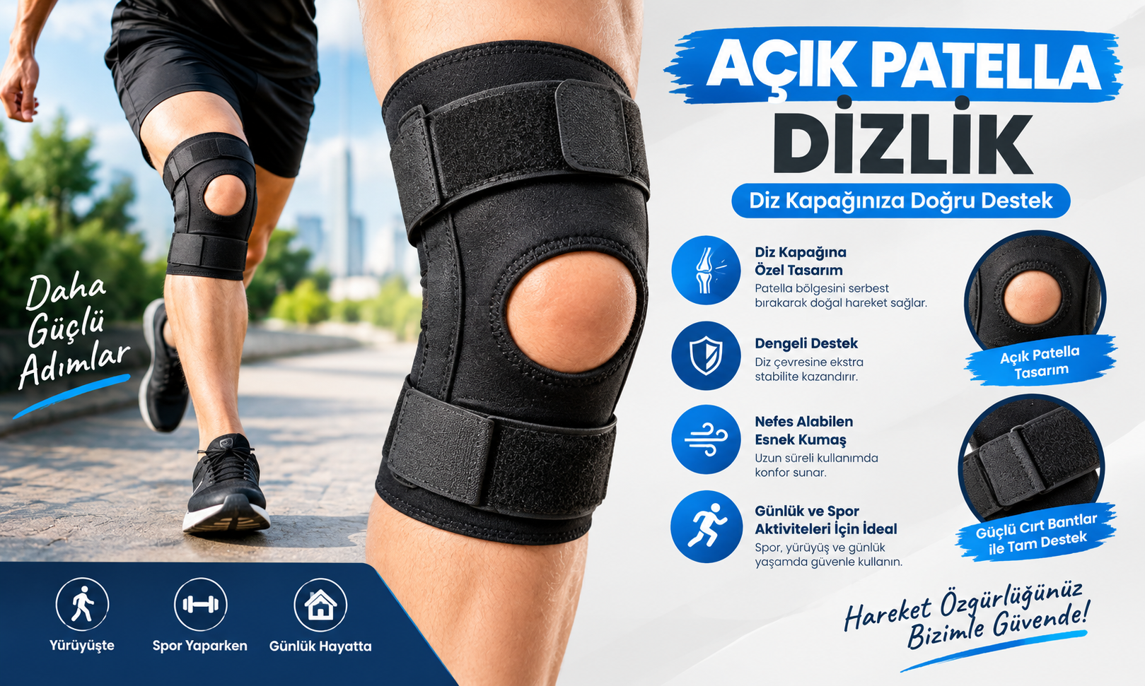 Açık Patella Dizlik | Diz Kapağı Destekleyici Dizlik