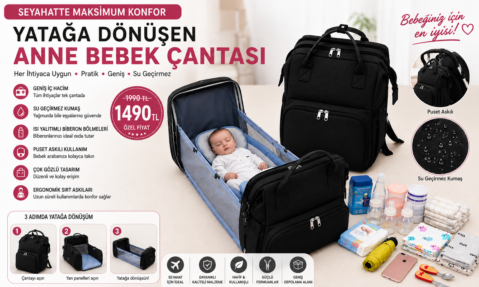 Anne Bebek Seyahat Çantası