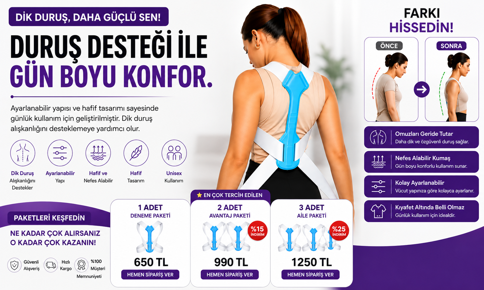 Plastik Destekli Dik Duruş Korsesi