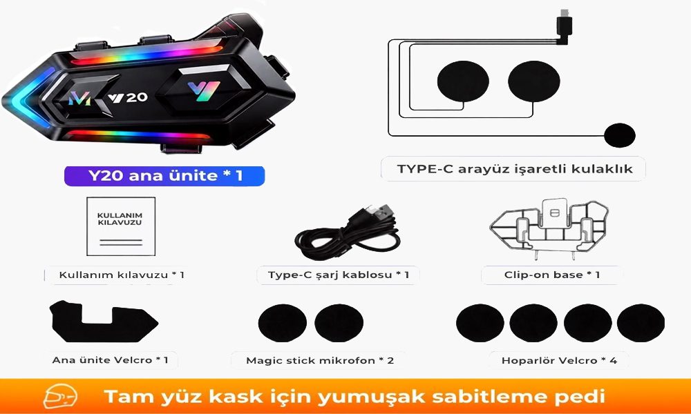 Y20 Motosiklet Kask Kulaklık Bluetooth İntercom