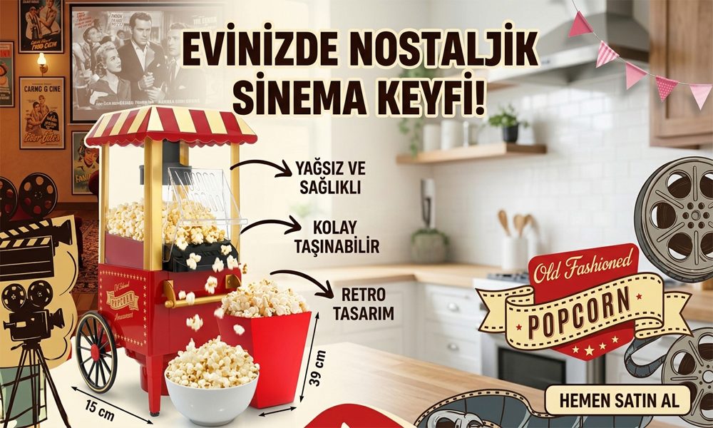 Nostali Popcorn Mısır Patlatma Makinesi