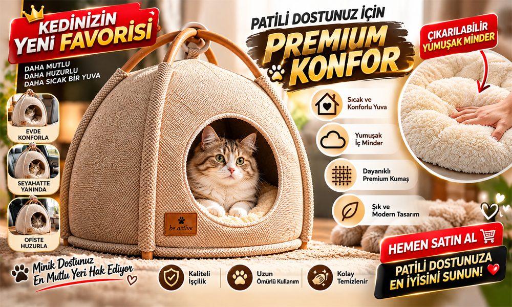 Yumuşak Minderli Şık ve Konforlu Kedi Yuvası
