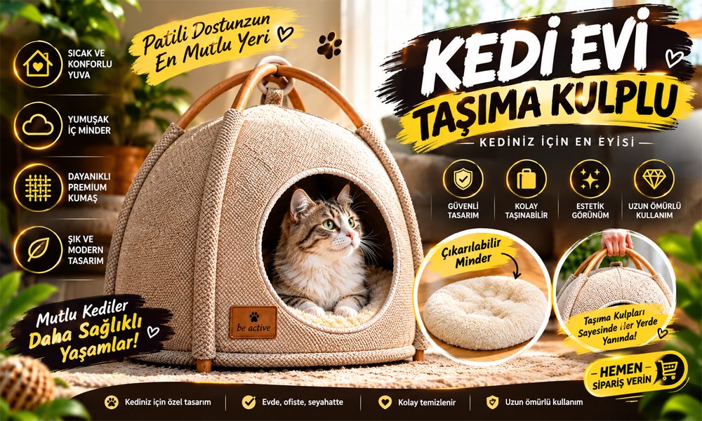 Yumuşak Minderli Şık ve Konforlu Kedi Yuvası